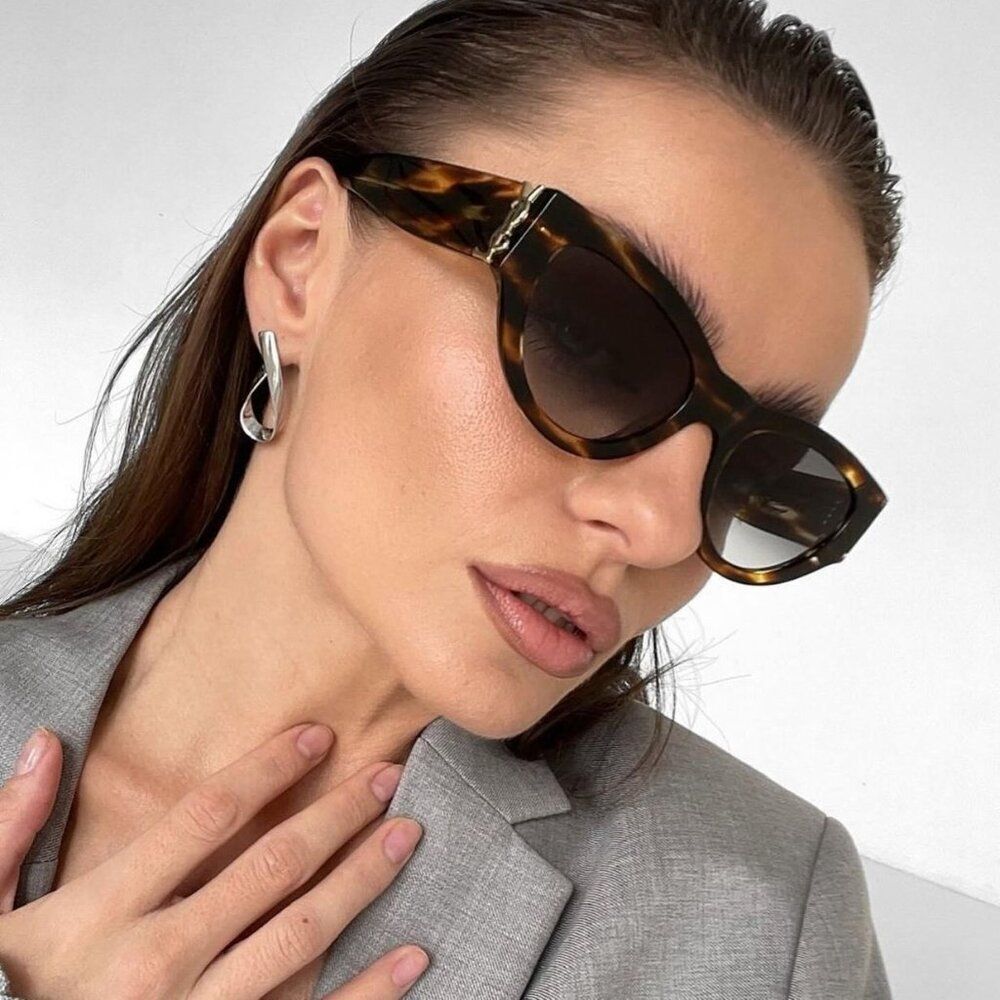 Saint Laurent Women Sunglasses Havana Green Cat Eye SLM94 008 BRAND NEW